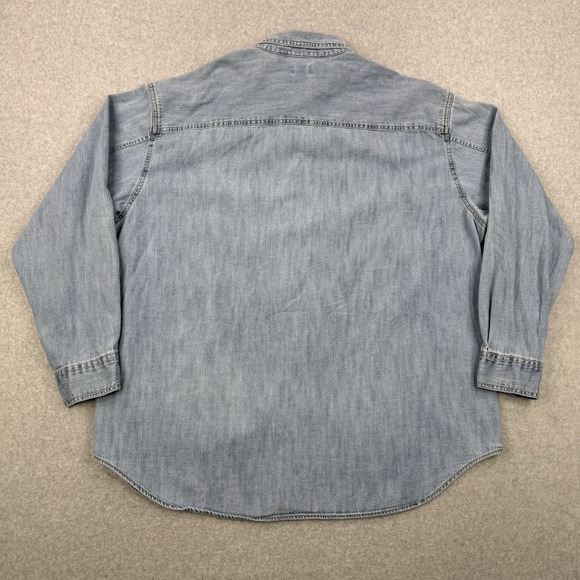 Vintage Levis Shirt Mens 2XL XXL Light Wash Denim Y2K Metal Buttons Long Sleeve - Picture 5 of 12